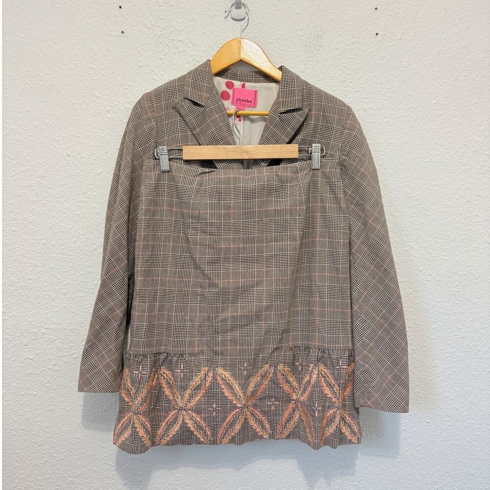 y2k suit phoebe embroidered twee plaid office funky boho girly twee